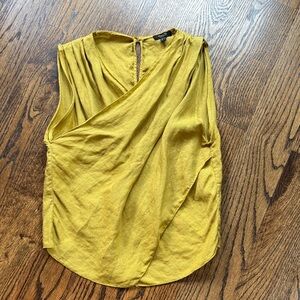 Massimo Dutti Mustard Yellow Drape Blouse